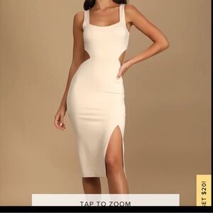 Lulus cream/light pink midi bodycon dress